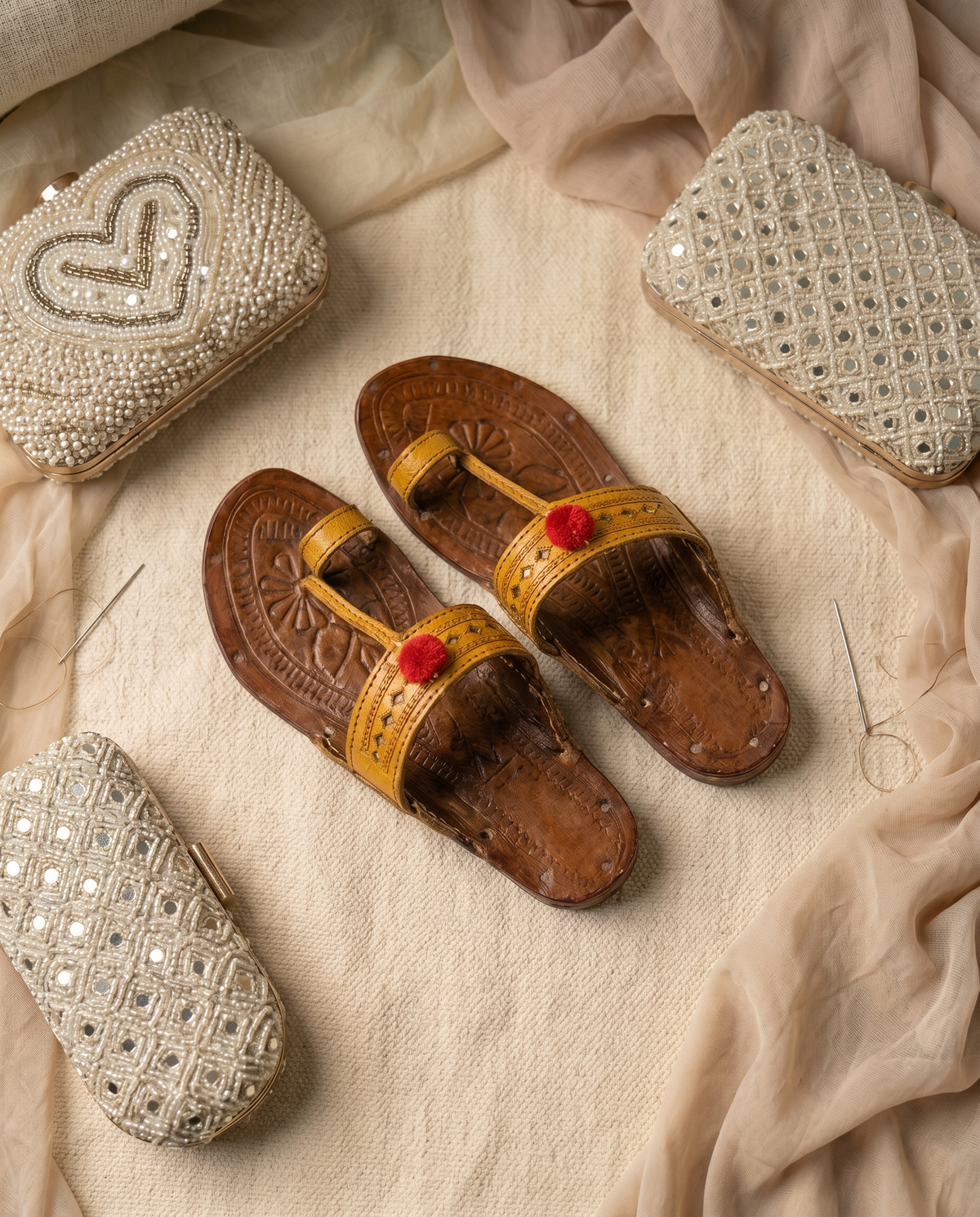 Elara Handcrafted Kolhapuri Chappal | Embossed Leather Sandals