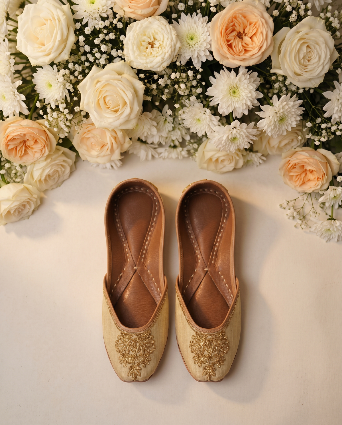 Seher Handcrafted Punjabi Jutti | Traditional Gold Floral Jutti