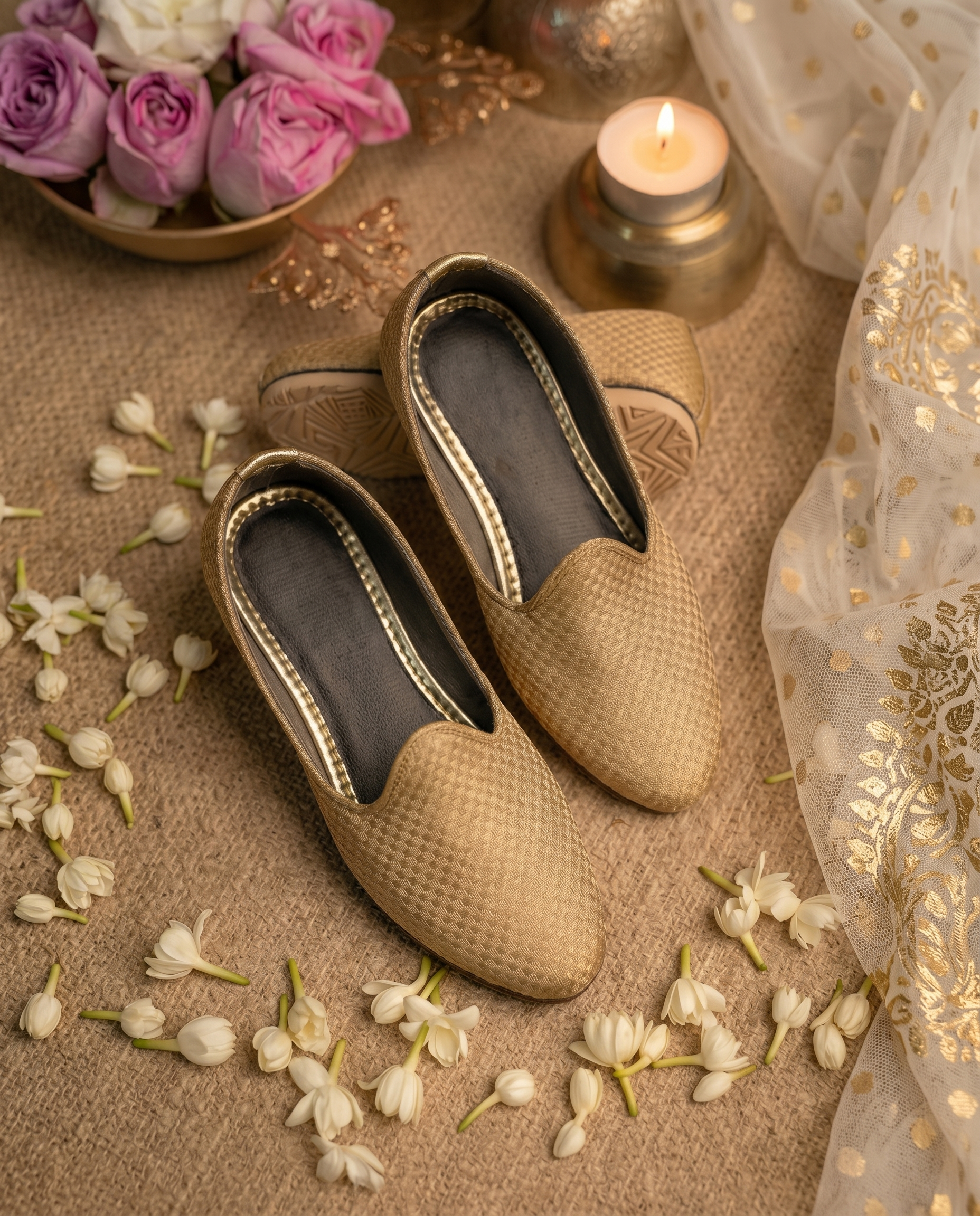 Golden Sunbeam | Kids Handcrafted Punjabi Jutti
