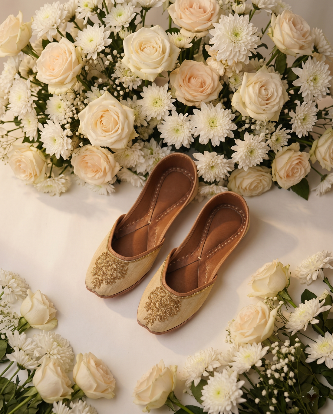 Seher Handcrafted Punjabi Jutti | Traditional Gold Floral Jutti