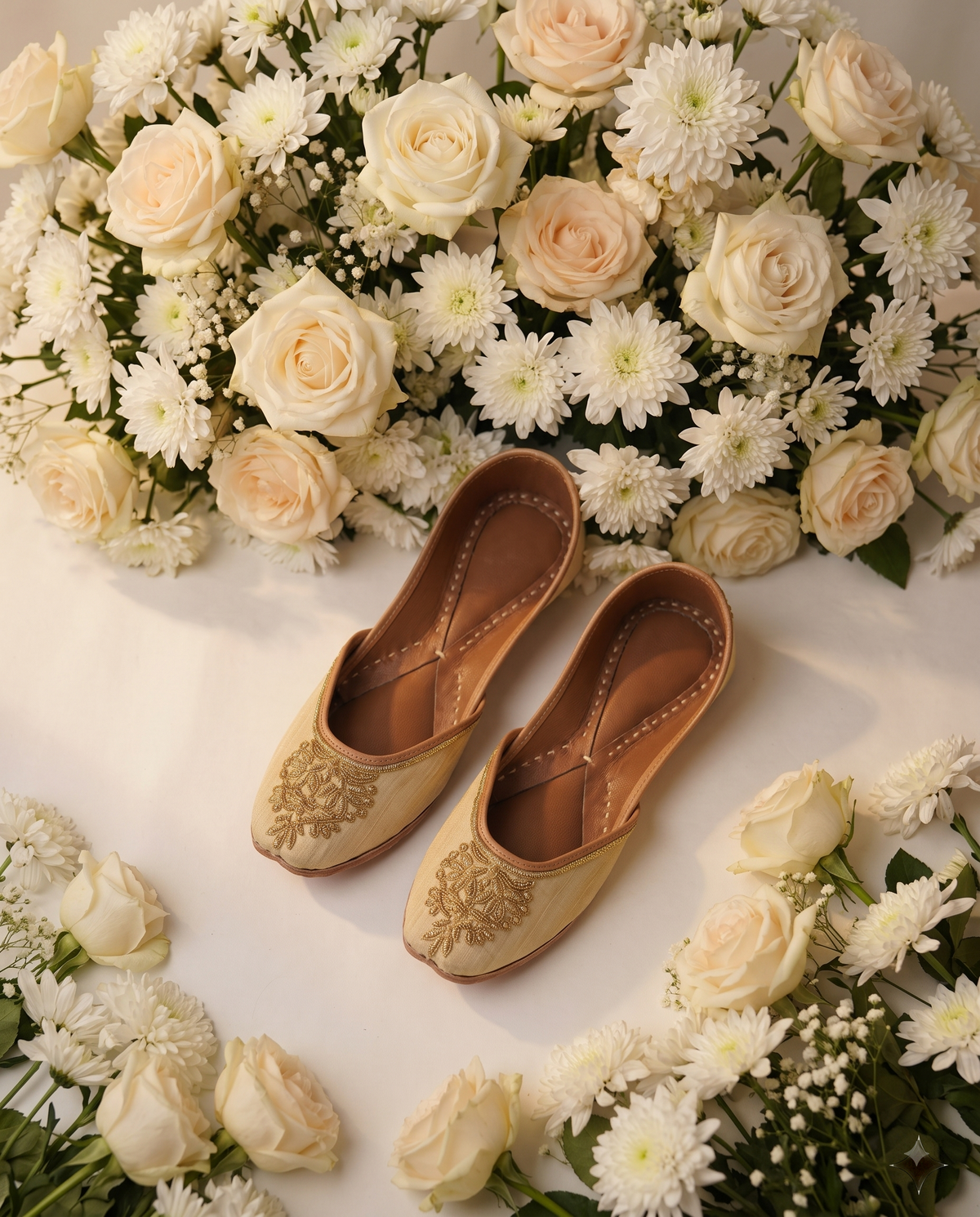 Seher Handcrafted Punjabi Jutti | Traditional Gold Floral Jutti