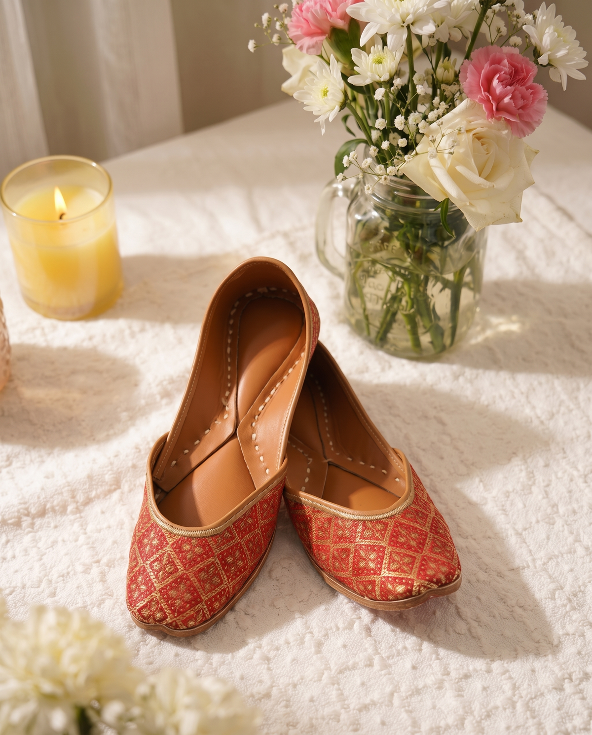 Raunaq Gold Embroidered Punjabi Jutti | Traditional Ethnic Footwear
