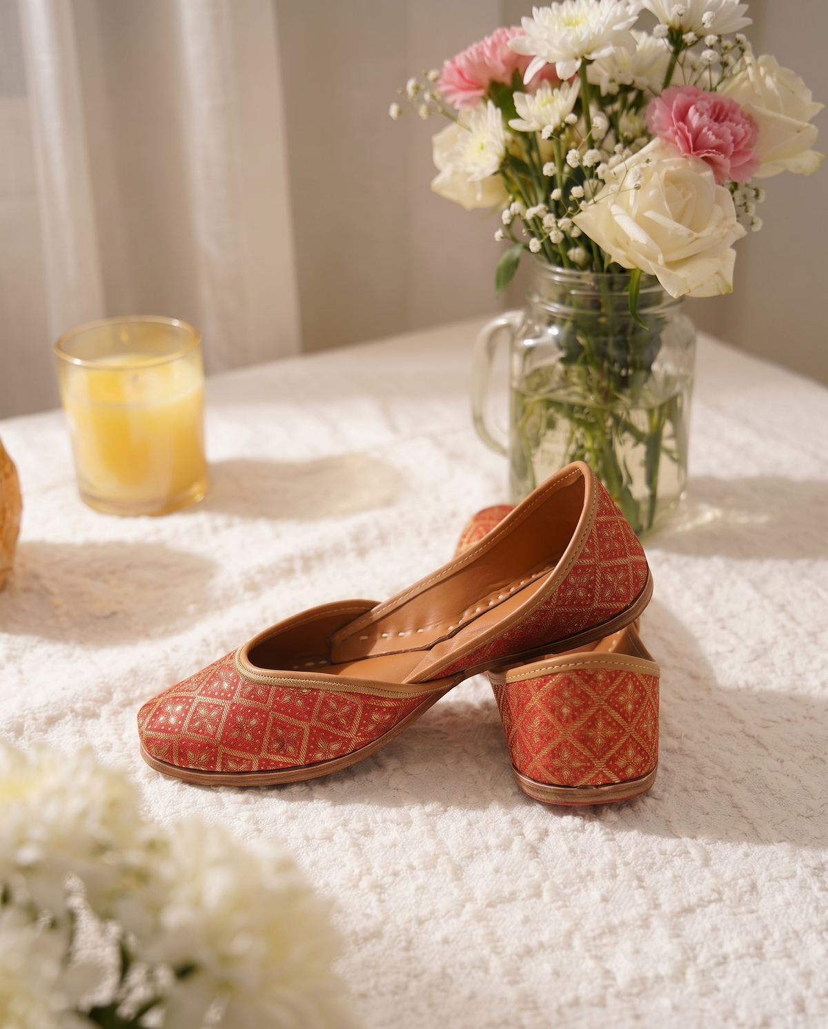 Raunaq Gold Embroidered Punjabi Jutti | Traditional Ethnic Footwear