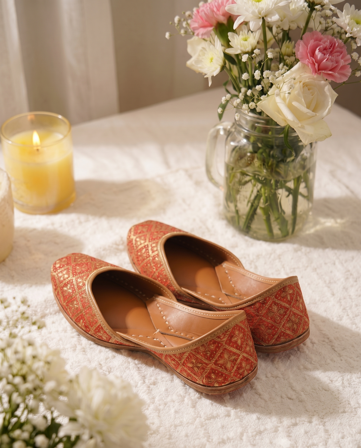 Raunaq Gold Embroidered Punjabi Jutti | Traditional Ethnic Footwear