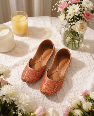 Raunaq Gold Embroidered Punjabi Jutti | Traditional Ethnic Footwear