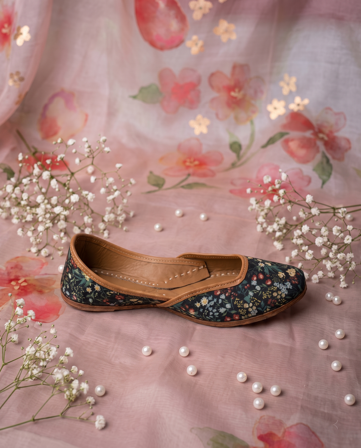 Riwayat Multicolor Floral Punjabi Jutti | Handcrafted Traditional Footwear