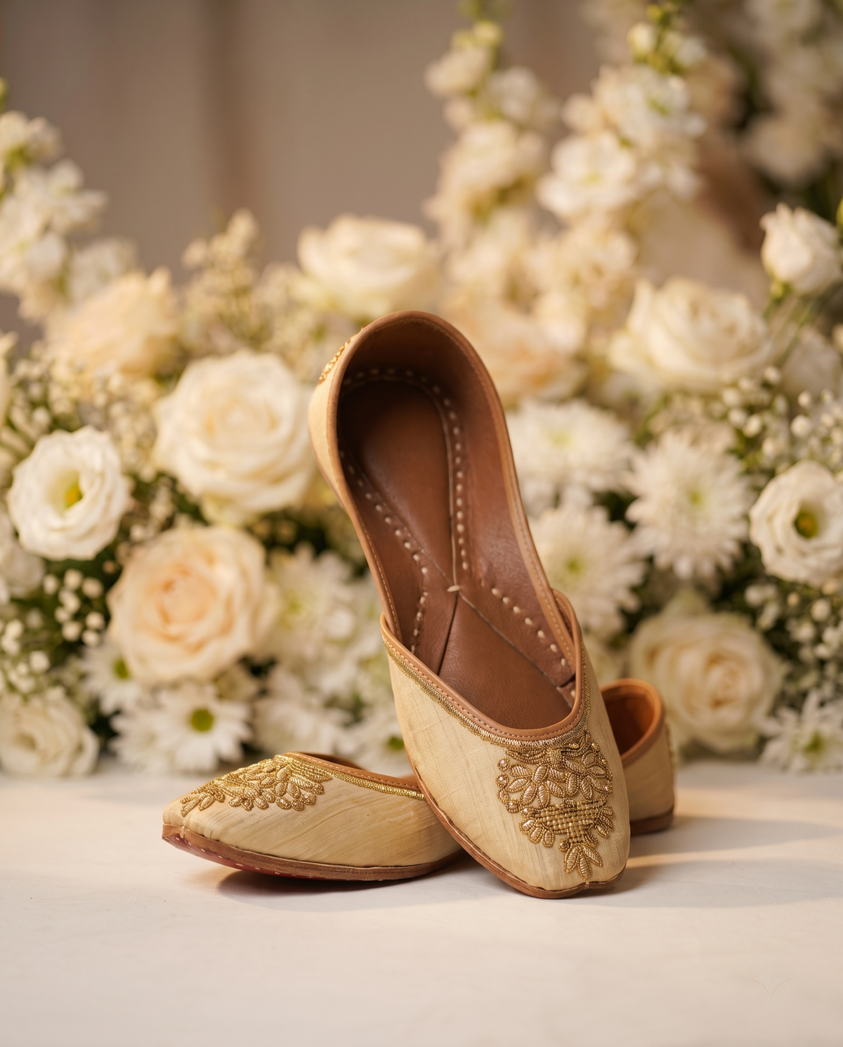 Seher Handcrafted Punjabi Jutti | Traditional Gold Floral Jutti