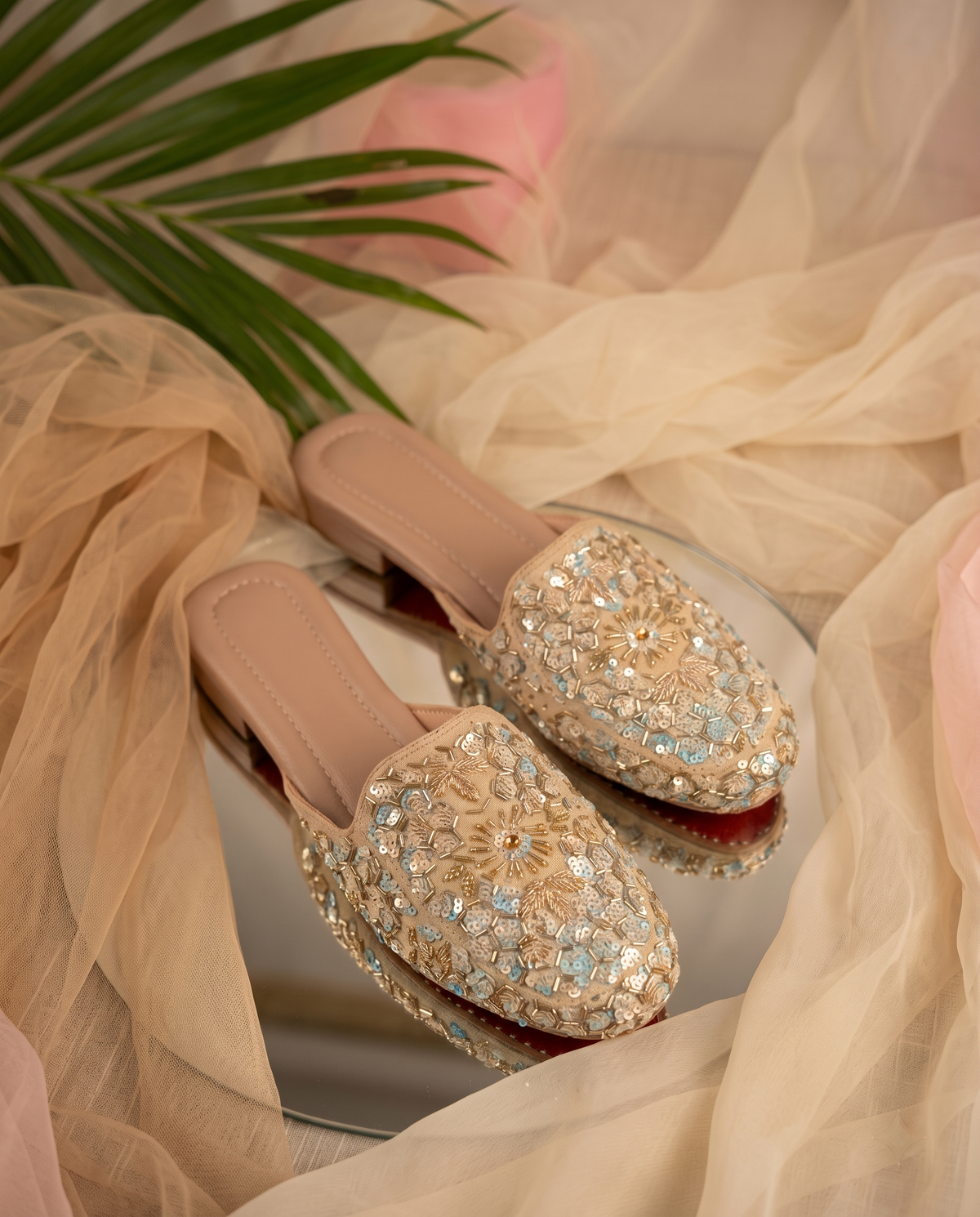 Pind Charm Hand-Embroidered Jutti Mules | Gold & Silver Ethnic Footwear